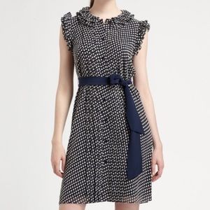 Tory Burch Bronwyn Blue & White Silk Print Dress